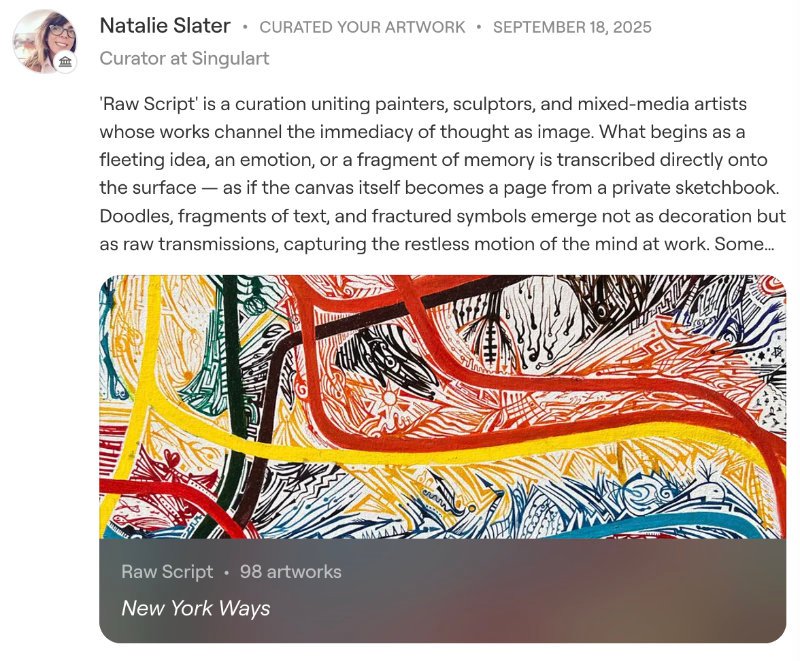 ‘New York Ways’ in the Curated Collection ‘Raw Script’, by Natalie Slater